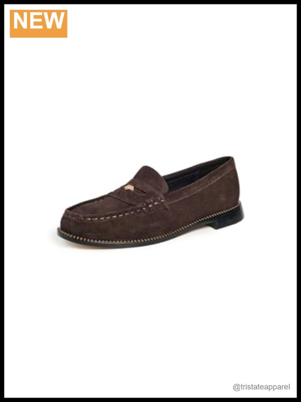 Suede Flats with Gold-Tone Coin Detail Round Toe Slip-On